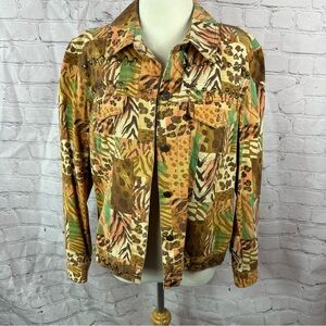 stonebridge signature animal print patchwork denim cotton Jacket sz large